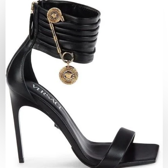 VERSACE Embellished leather sandals - Picture 6 of 7